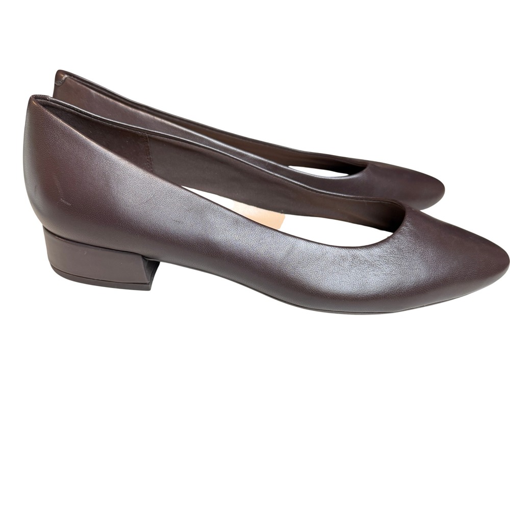 Easy Spirit Women Low Block Heel 10M Pointed Toe Pumps Brown Leather Office - Picture 2 of 8